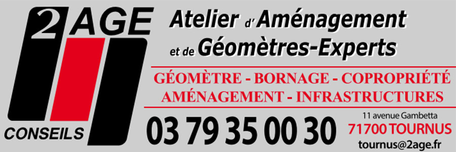 Panneau partenaire 2AGE Conseils au stade Noël Perret A.S.Tournus Foot