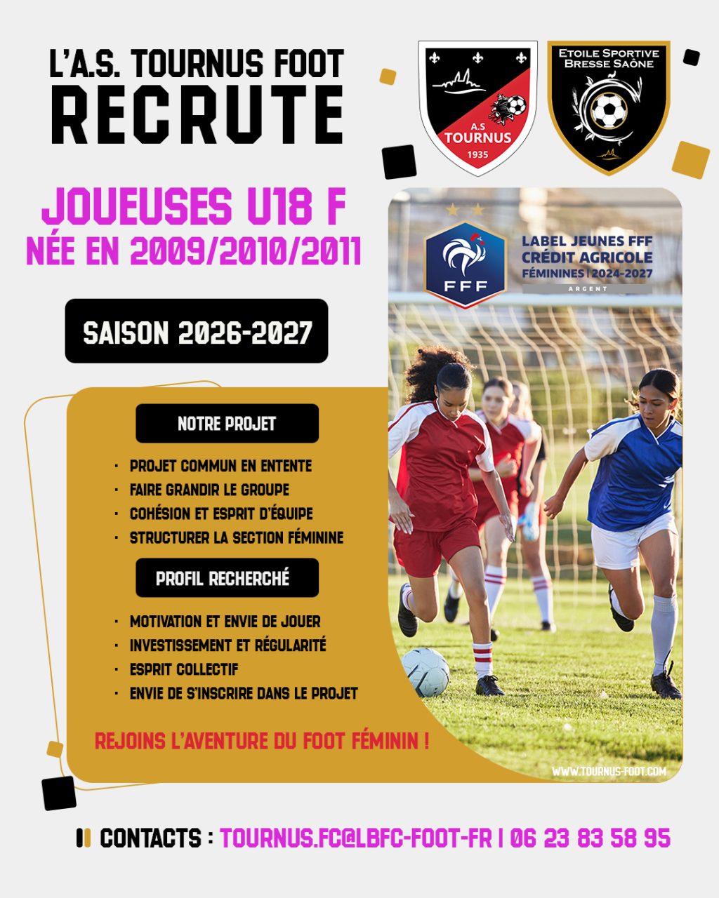 recrutement joueuses U18F - astournus foot - esbs - 2026-2027
